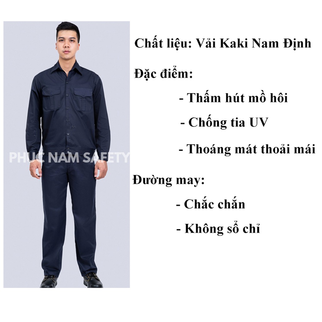Bộ quần áo bảo hộ lao động PN08 Màu xanh tím than, Bảo hộ lao động chất lượng,  BHLĐ Phúc Nam