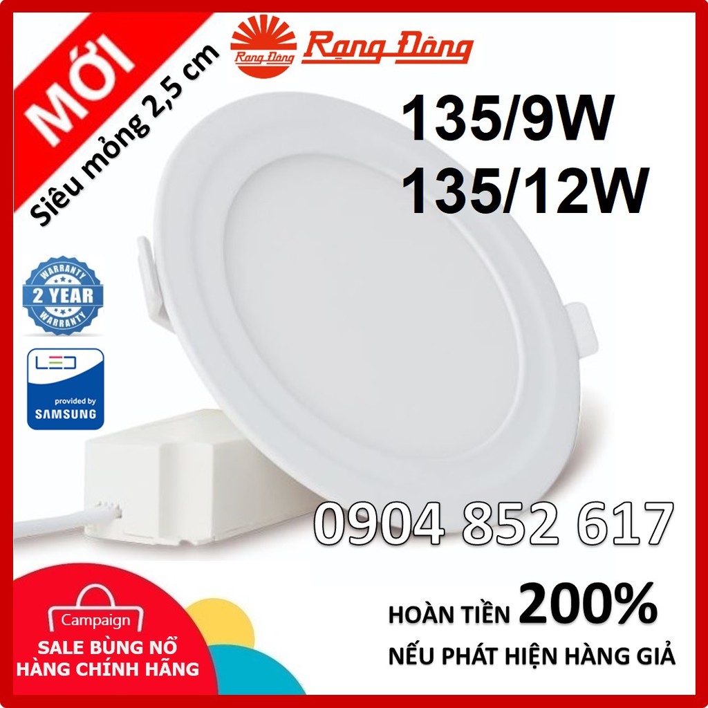 CHÍNH HÃNG Đèn LED âm trần Rạng Đông 3W, 5W, 7W, 9W, 12W 1 Màu, Đôi 3 Màu ChipLED SAMSUNG