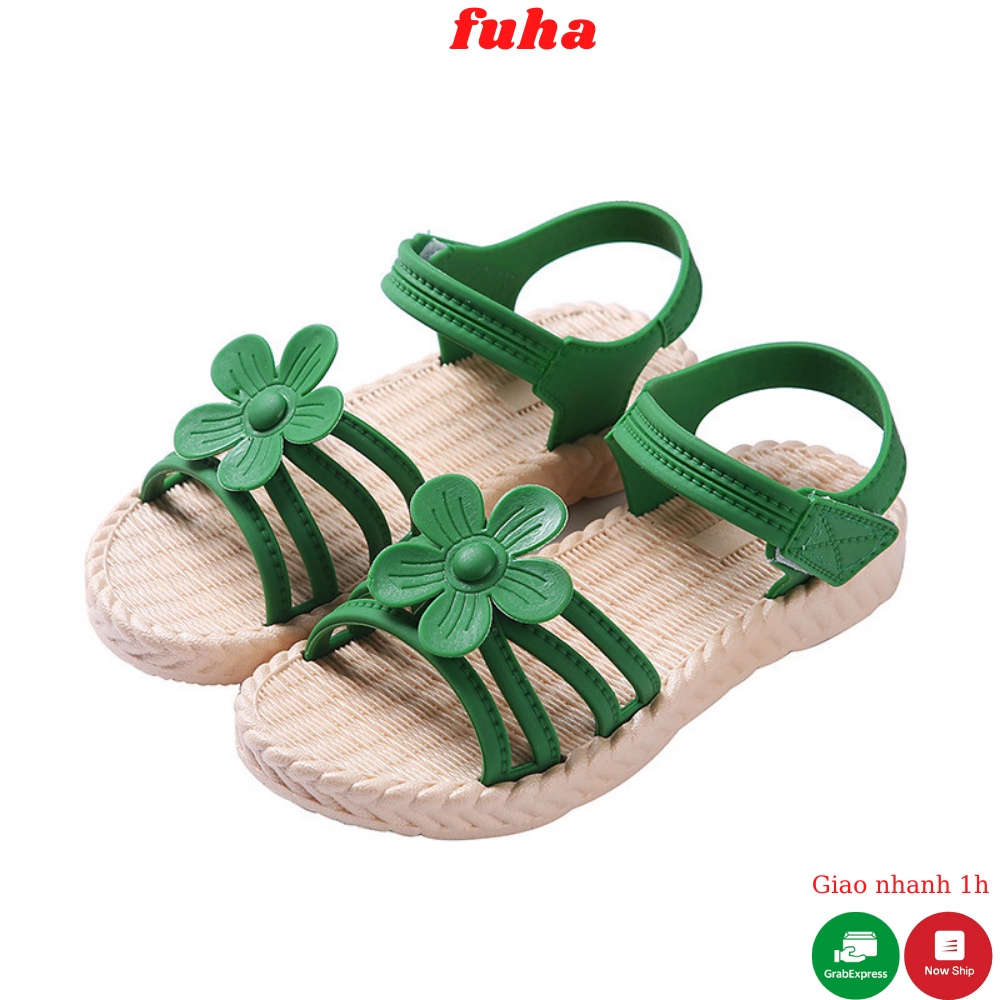 Dép sandal mềm cho bé gái FUHA, dép quai hậu họa tiết hình hoa cho bé