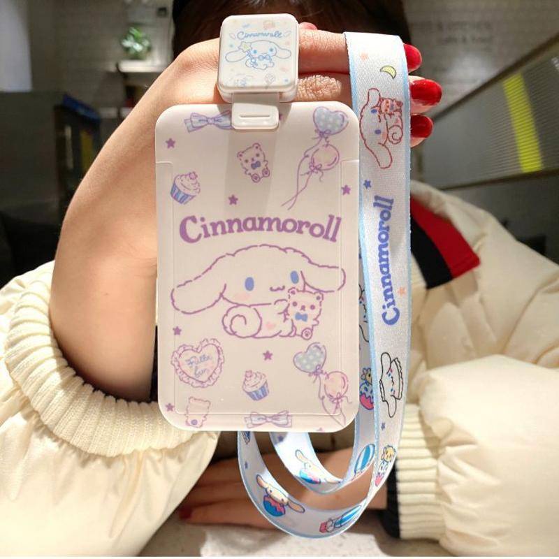 ⭐ iLado ⭐  Thẻ dây đeo thẻ sinh dễ thương Cartoon Cinnamoroll Sanrio bọc căn cước thẻ hoc thẻ đi làm viên Vỏ bảo vệ bao đựng thẻ học sinh phù hiệu học sinh dây đeo bảng tên dây đeo bảng tên đồ dùng học sinh