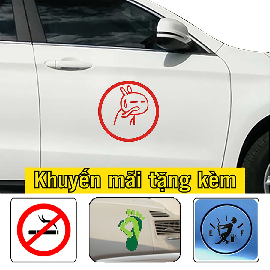 [Sale]-Sticker, decal trang trí xe icon thỏ hài hước