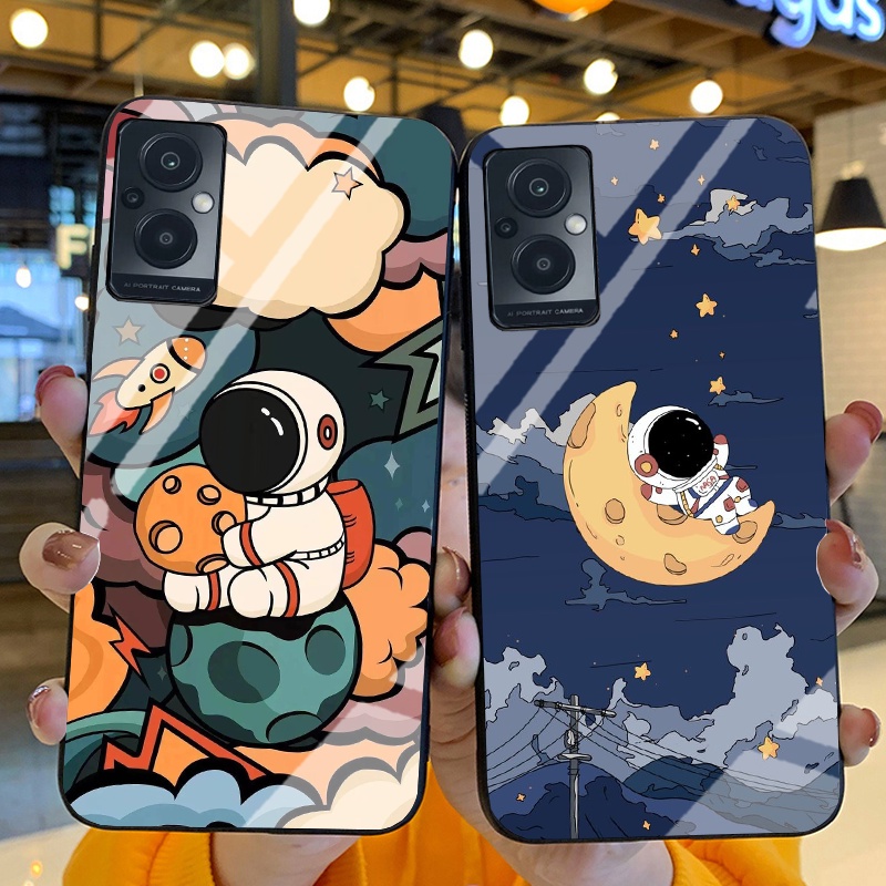 Ốp Lưng OPPO RENO 7 4G, RENO 7 5G, RENO 7Z 5G Ốp kính bóng cao cấp Phi Hành Gia