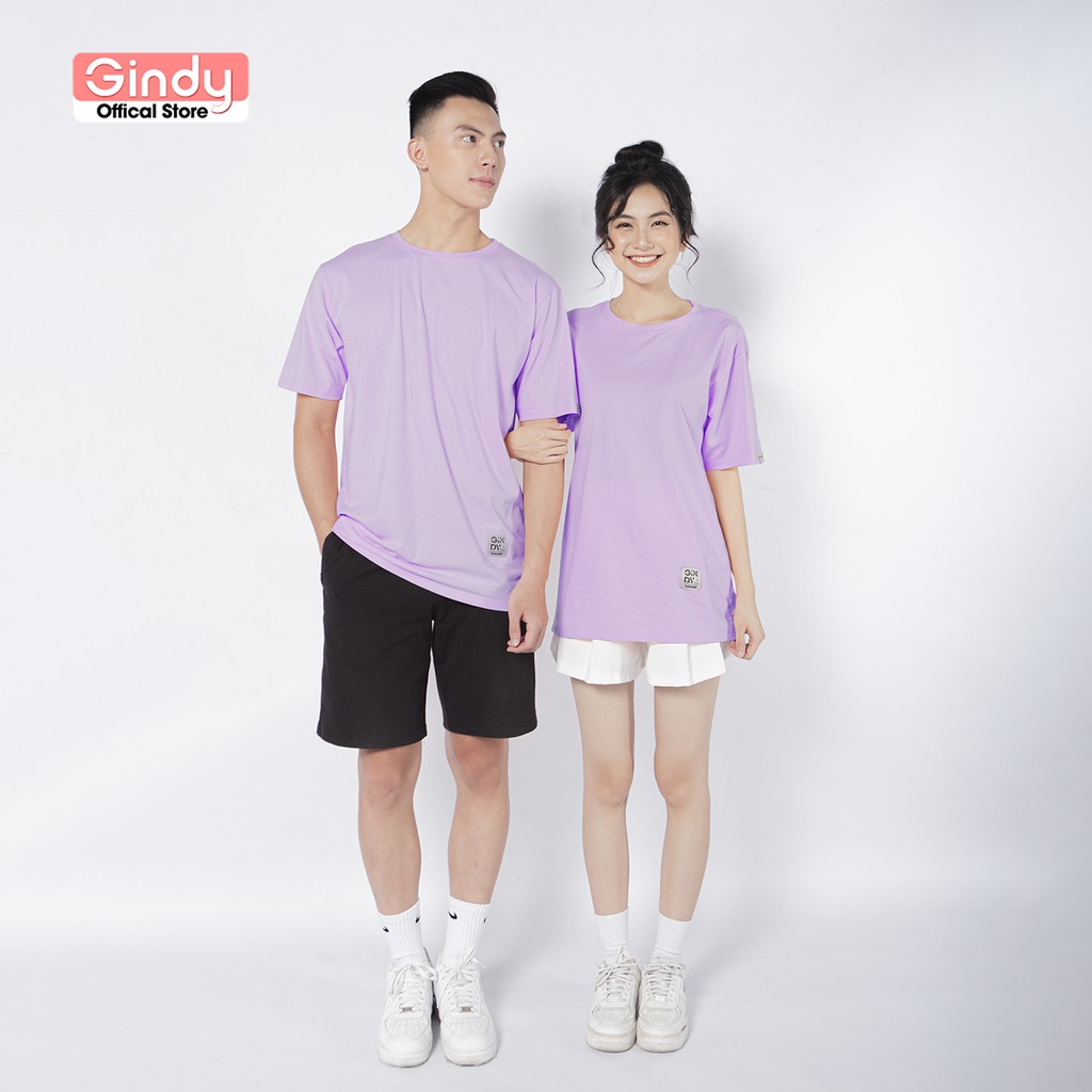 Áo phông thun trơn nam nữ chất cotton GINDY tay lỡ nhiều màu form rộng basic ...