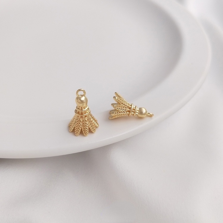 Mặt Dây Chuyền/ Khuyên Tai/ Vòng Tay/ Mặt Dây Chuyền Hình Quả Cầu Lông Bằng Đồng 14K Phối Tua Rua Màu Sắc Thủ Công Cao Cấp