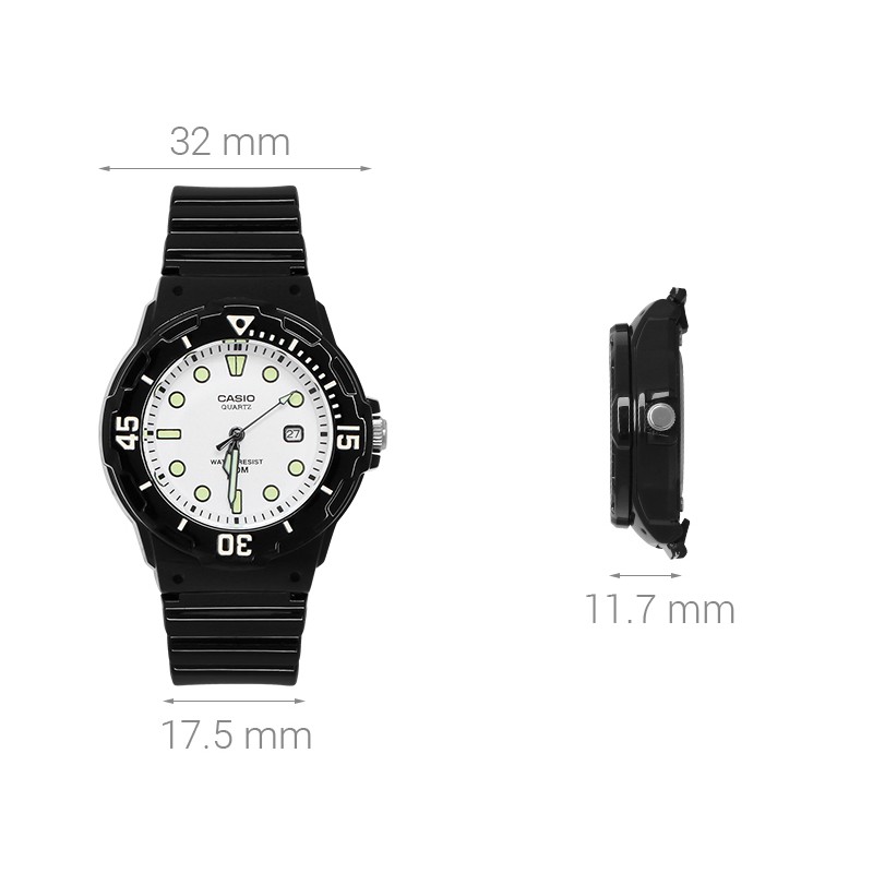 ĐỒNG HỒ NỮ CASIO LRW-200H-7E1VDF Dây nhựa đen - Mặt trắng có dạ quang - Chống nước 1