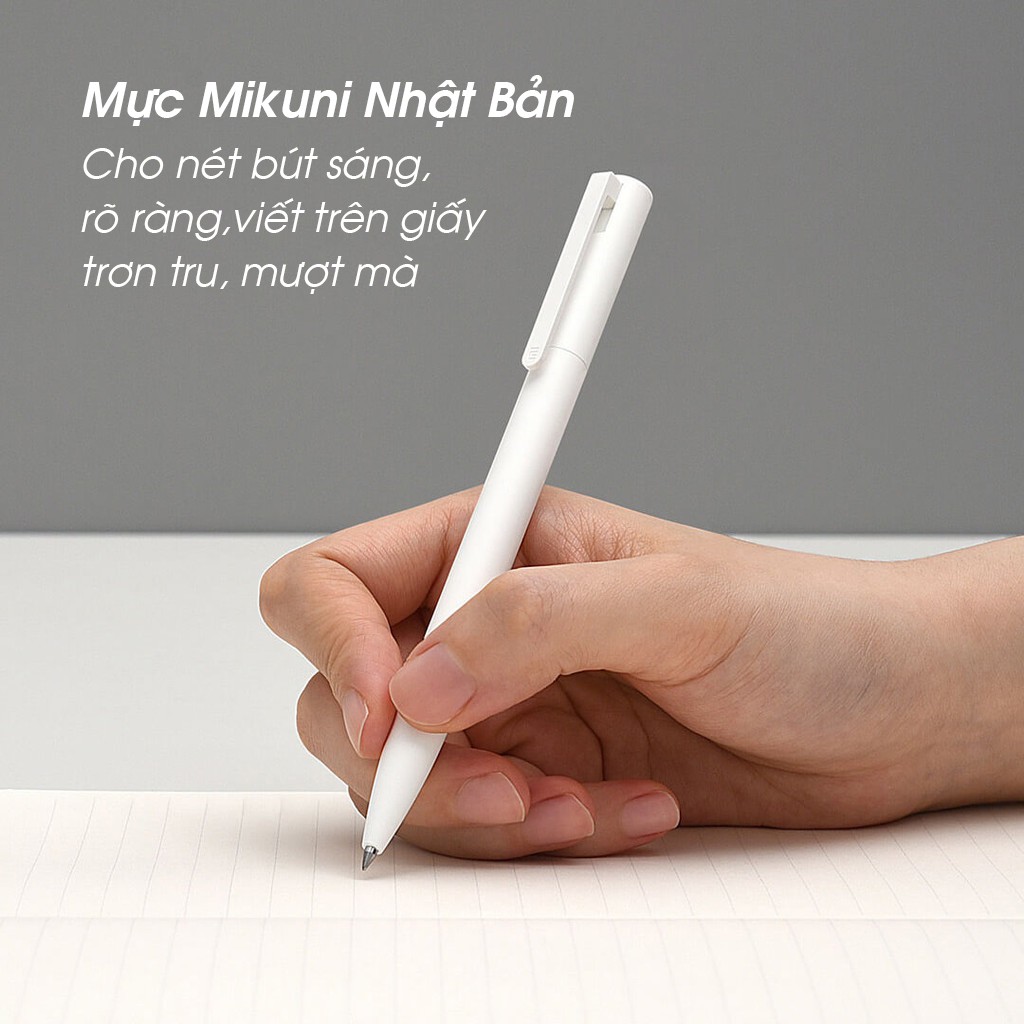 Bút Bi Gel Cao Cấp Xiaomi Vỏ TRẮNG 0.5mm (Mực Đen) (1 cây) MJZXB01WC