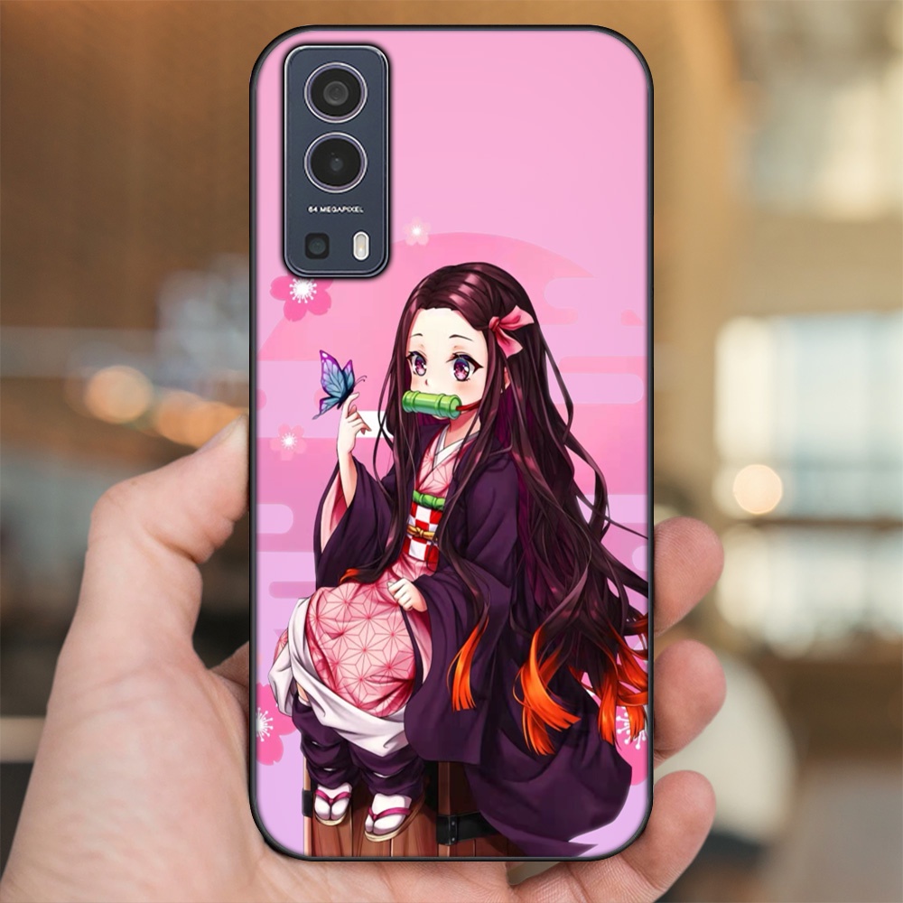 Ốp lưng Vivo Y72 5G viền đen in hình Nezuko Kimetsu no Yaiba