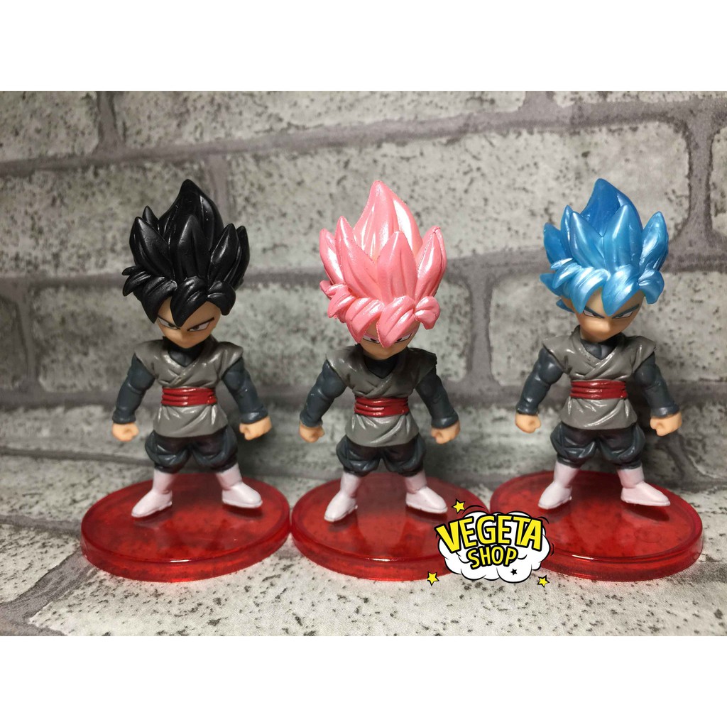 Mô hình Dragon Ball - Set 3 mô hình Black Goku Rose God Blue SSJ - WCF - Cao 7cm