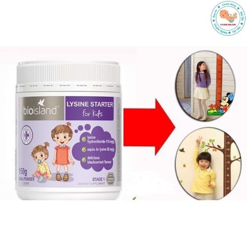 bột tăng chiều cao Bioisland Lysine Starter For Kids  Úc 150 gram giúp hấp thụ canxi phát triển chiều cao cho trẻ