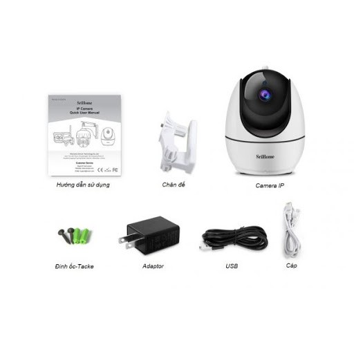 Camera WIFI SRIHOME 3.0MPX SH026 Xoay 360° Bảo hành 5 năm đổi mới trong 15 ngày sử dụng