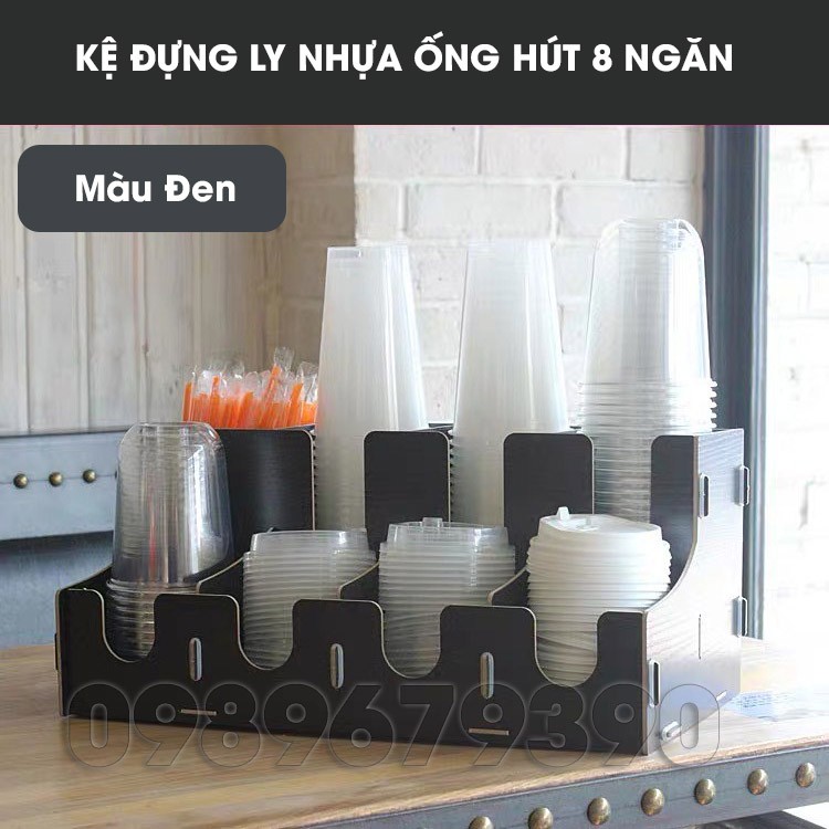 Kệ Đựng Ly Nhựa Ống Hút - 8 Ngăn