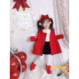 Hàng Cao Cấp Áo Dạ Đỏ 2 Lớp Siêu Xinh Cho Bé Yêu diện Noel - Tết