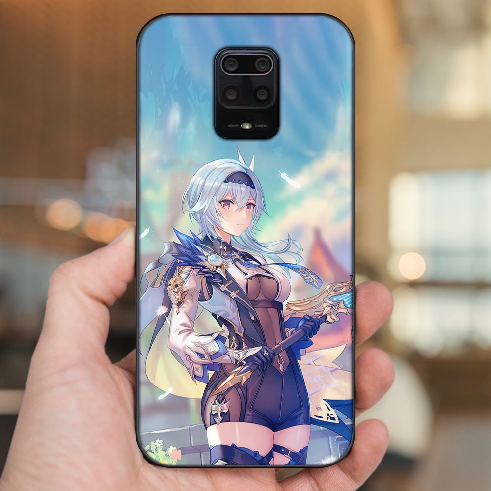 Ốp lưng Xiaomi Redmi Note 9s, Note 9 Pro viền đen in hình Eula Genshin Impact