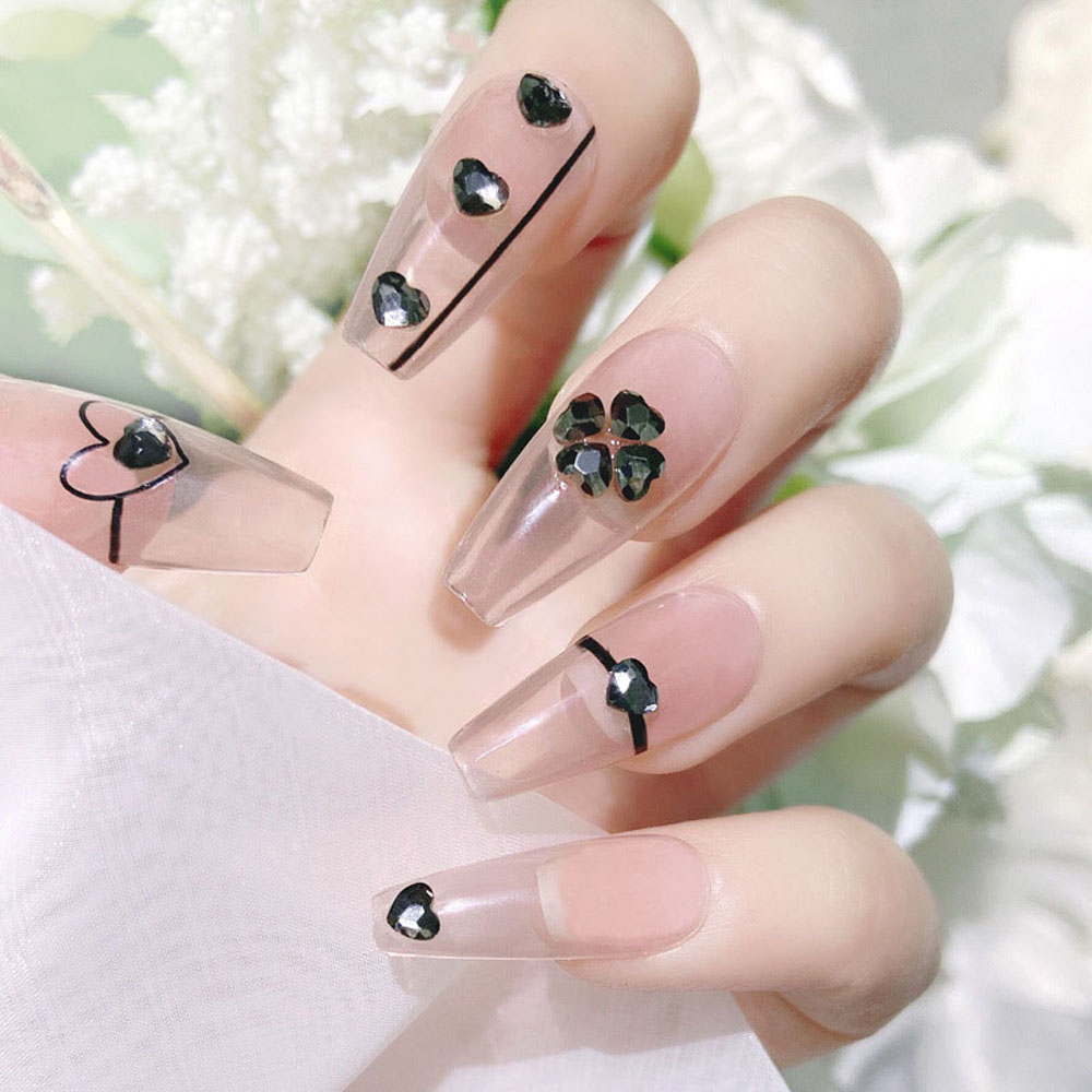 [Hàng mới về] Set 50 Phụ Kiện Trang Trí Móng Tay 3d Hình Trái Tim Độc Đáo