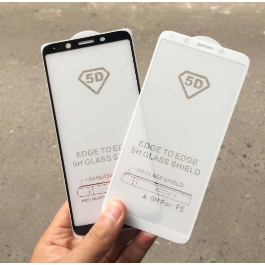 Dán kính cường lực full màn hình 5D OPPO A59/F1S phủ màu Tặng ốp dẻo silicon SM