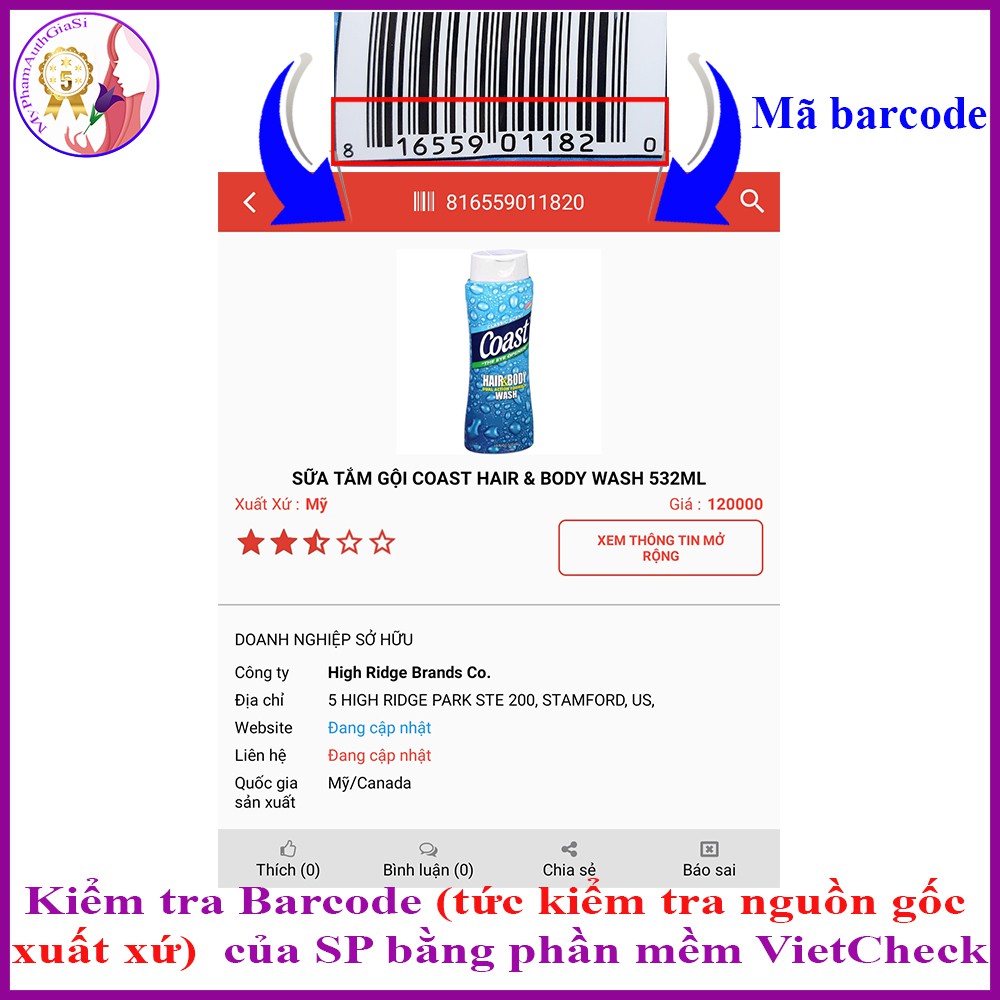 Sữa tắm gội Coast cho nam 2in1 làm sạch cơ thể và ngăn mùi hiệu quả 532ml Mỹ