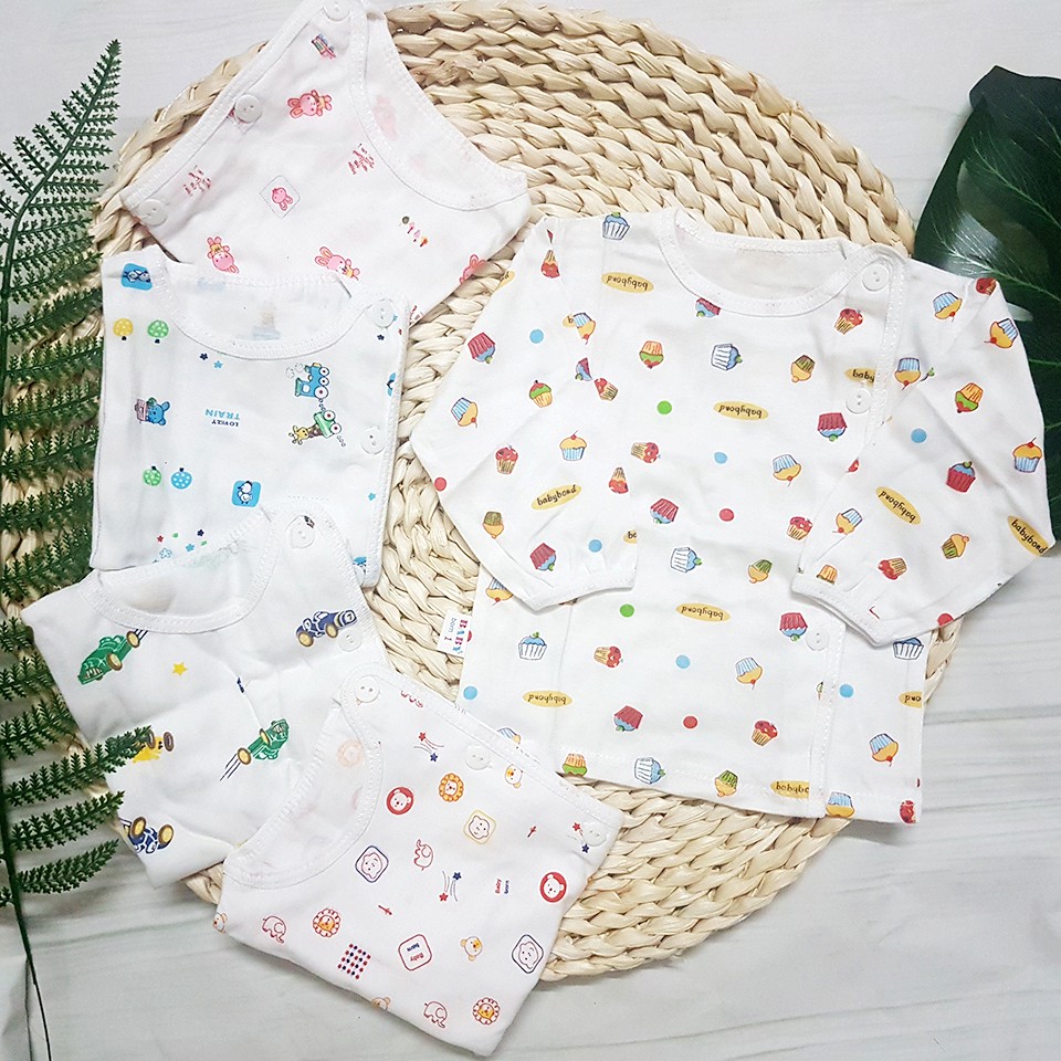 Áo Dài Tay Baby Born In Họa Tiết - Chất Cotton Mỏng, Mềm Cho Bé Sơ Sinh Đến 8kg