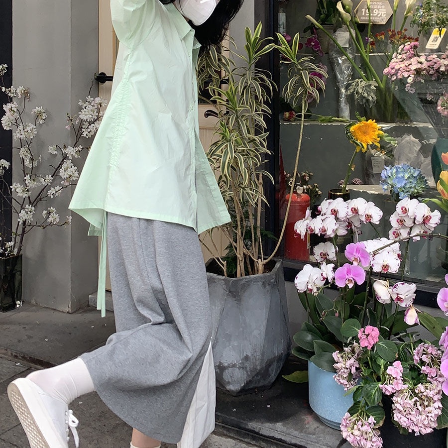 Chân Váy Dài Lưng Cao Màu Xám Thiết Kế Xẻ Tà Thời Trang Cho Nữ