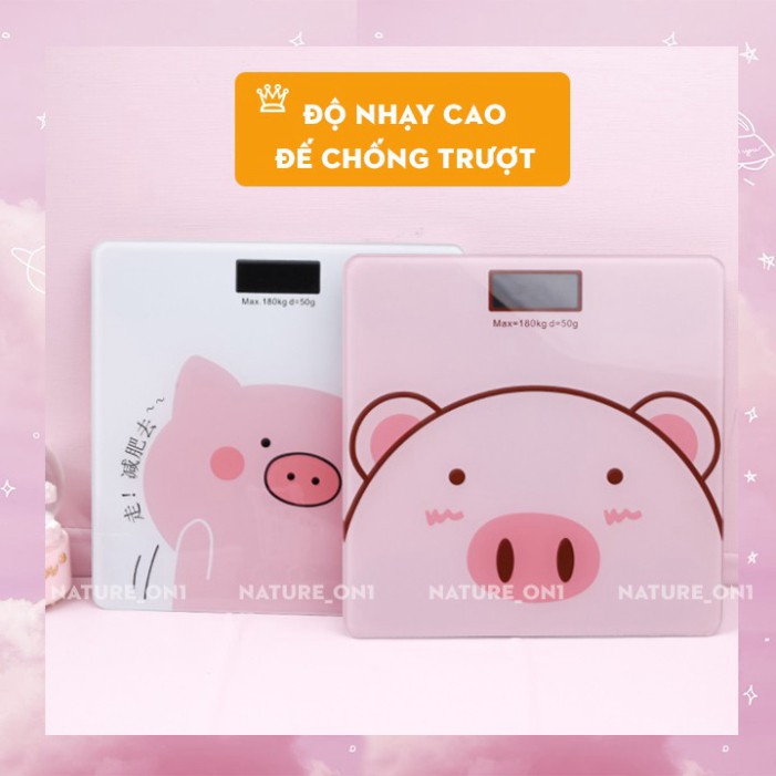 Cân Điện Tử ⚡️𝐅𝐑𝐄𝐄 𝐒𝐇𝐈𝐏⚡️ Cân Điện Tử Sức Khỏe Hình Chú Heo Xinh Xắn - Bề Mặt Kính Cường Lực - Độ Chính Xác Cao