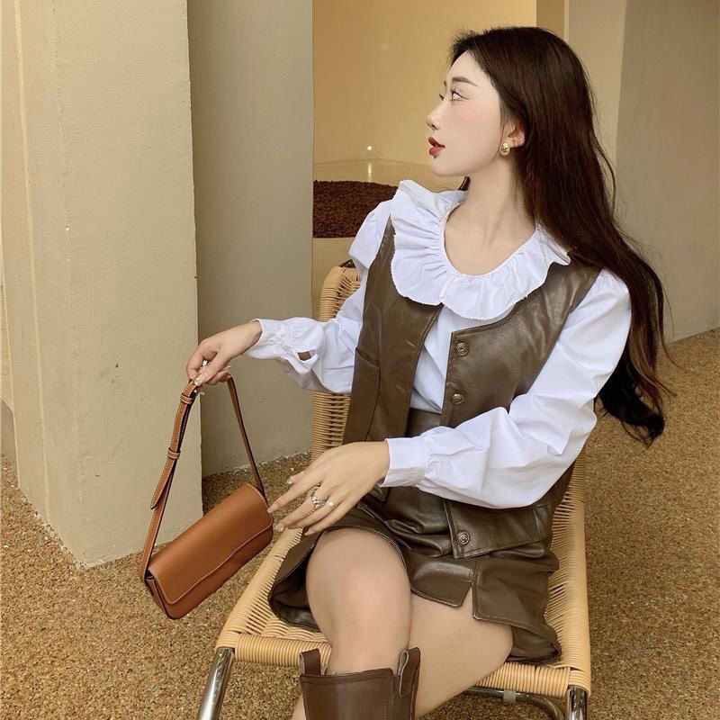 Set Áo Khoác Da Gile + Chân Váy Da Cá Tính Cho Nữ