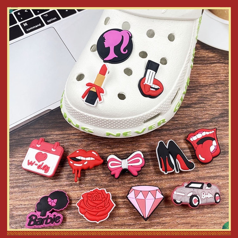 Phụ Kiện Khóa Trang Trí Giày Hình Son Môi/Son Môi Jibbitz Bằng Nhựa PVC Có Thể Tháo Rời