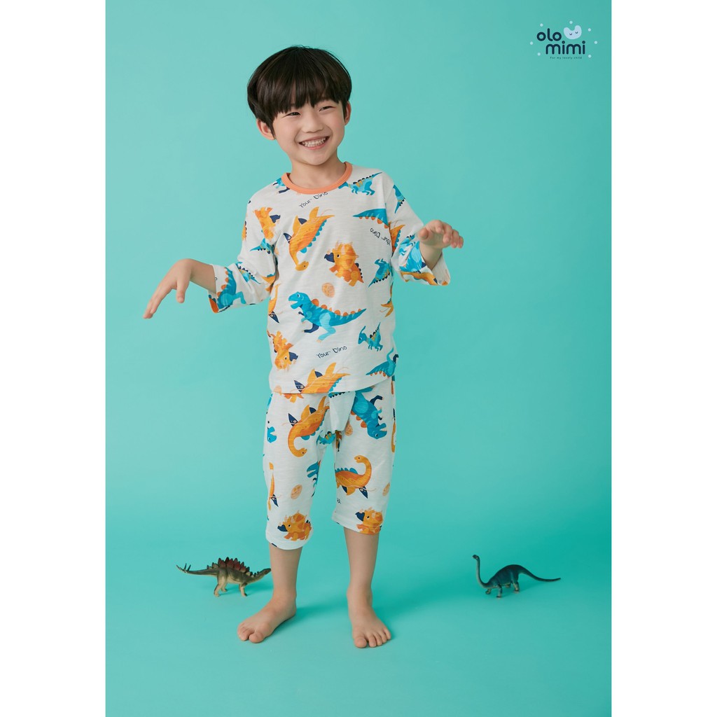 Bộ pijama lửng bé trai Your Dino 100% cotton - Olomimi Hàn Quốc