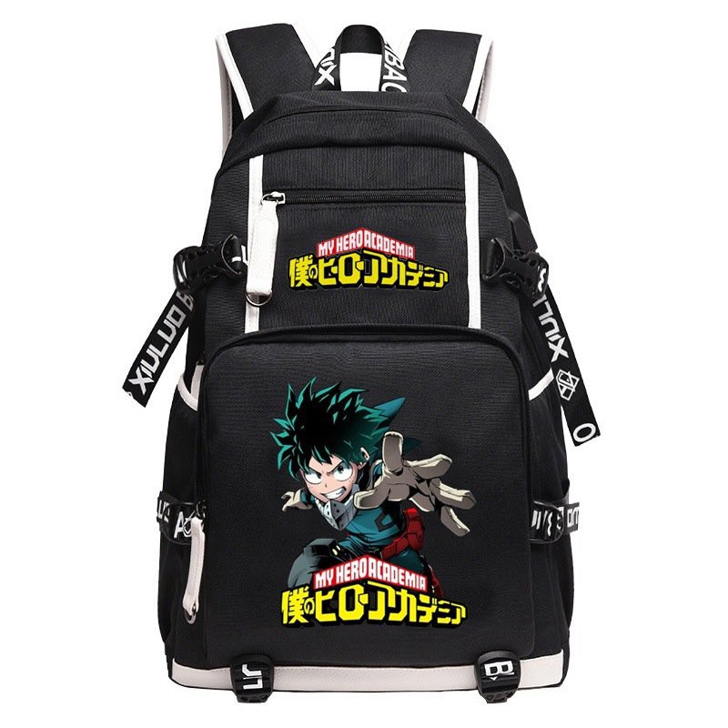 Balo 2 Vạch Kẻ Trắng in hình BOKU NO HERO ACADEMIA Học Viện Anh Hùng anime chibi cặp sách đi học thời trang