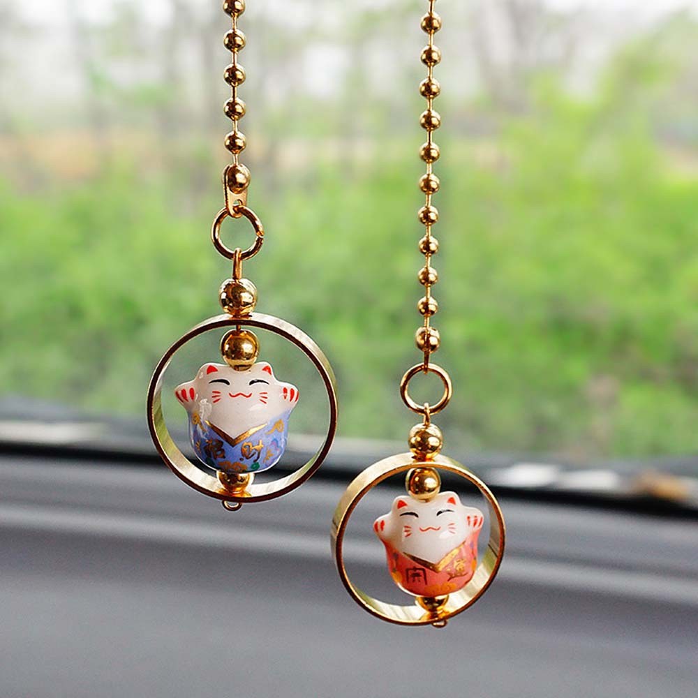 Phụ kiện treo trang trí xe hơi hình mèo may mắn
