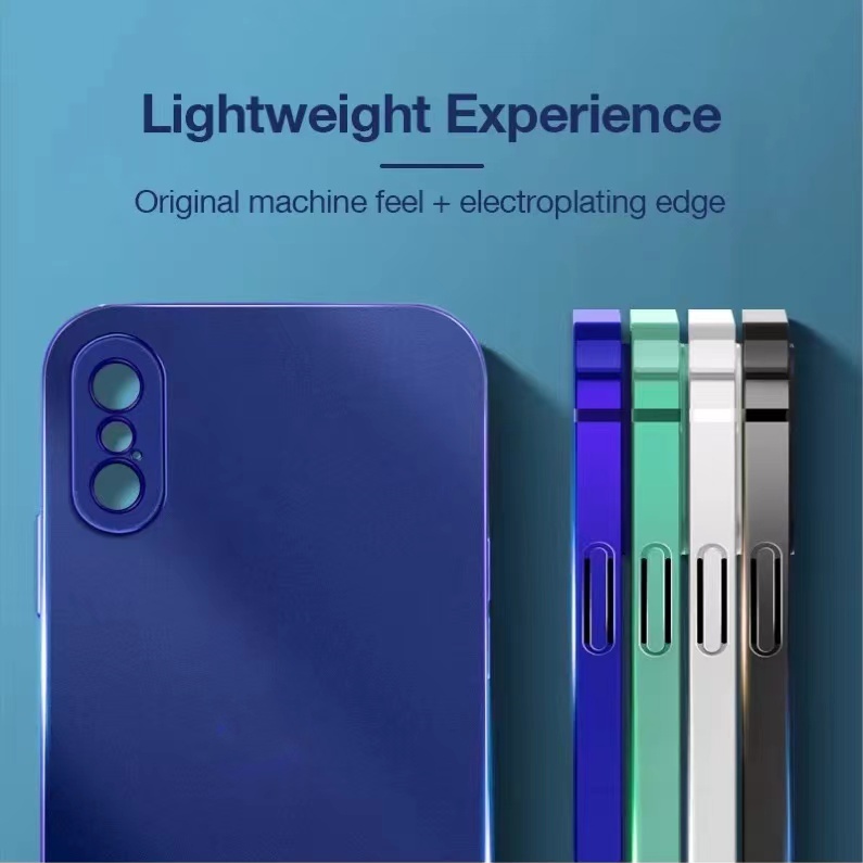 Ốp lưng điện thoại mờ mạ cạnh thẳng Hình vuông TPU mềm mỏng chống va đập cho iPhone X XS MAX XR 11 PRO MAX Full Camera Protector Case