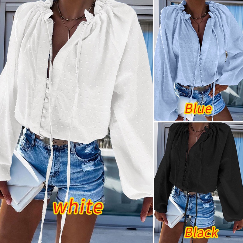 Áo sơ mi kiểu Zanzea tay dài cổ tròn phong cách Châu Âu thời trang