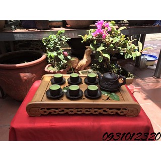 Ấm trà minh long tử sa đắp trúc