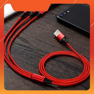 Cáp sạc điện thoại💥dây sạc 3 đầu type c, lightning, micro usb siêu bền