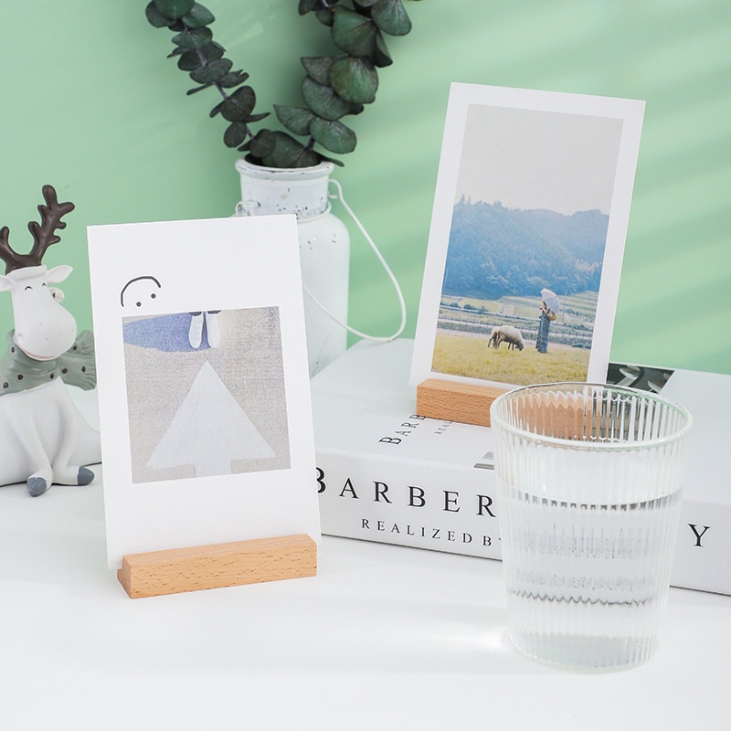Giá Đỡ Ảnh/ Thẻ Để Bàn Bằng Gỗ Màu Trơn Thiết Kế Đơn Giản Tiện Lợi Dễ Sử Dụng