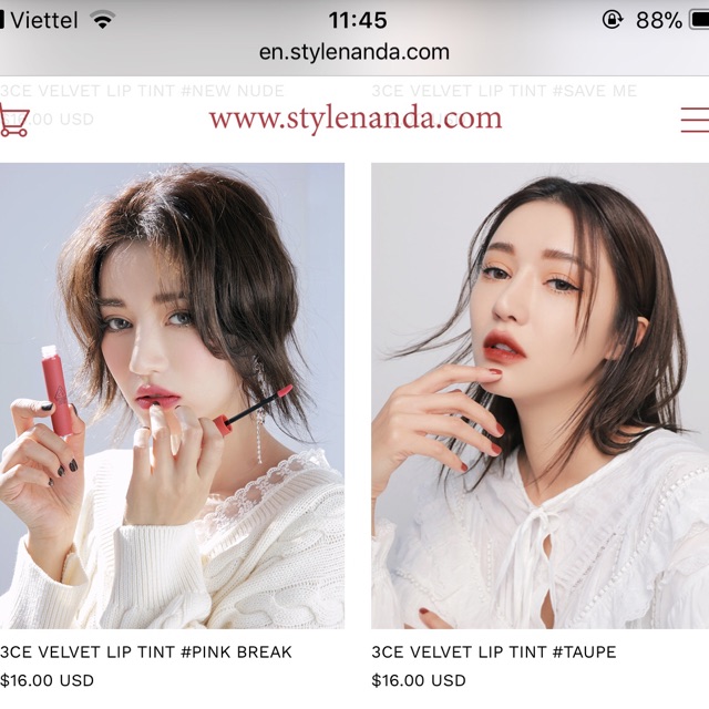 Son Kem Lì 3CE Velvet Lip Tint | WebRaoVat - webraovat.net.vn