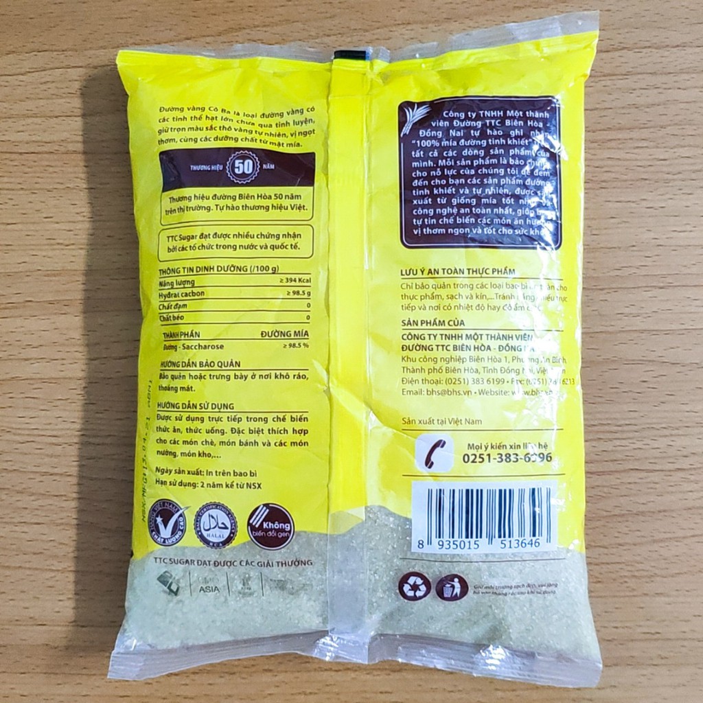 Đường vàng Cô Ba Biên Hòa gói 1kg - Mộc mạc từ cây mía