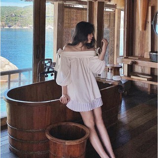[🚛Sale 40%] Áo trễ vai thắt nơ Korean[Ảnh thật kèm video]