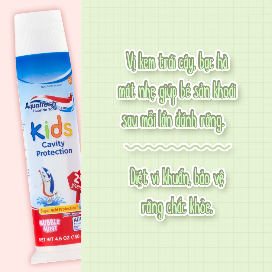 Kem Đánh Răng Trẻ Em Aquafresh Kids Cavity Protection 130.4g