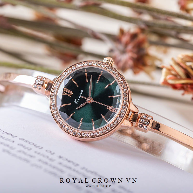 Đồng Hồ nữ thời trang KIMIO 6416 dây rút mặt tròn chống nước