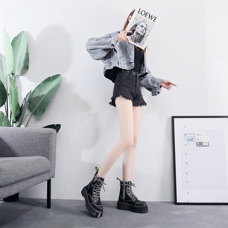 Giày bốt Dr.martin đế dày 8 lỗ phối khóa kéo bên hông thời trang cho nam và nữ 1460