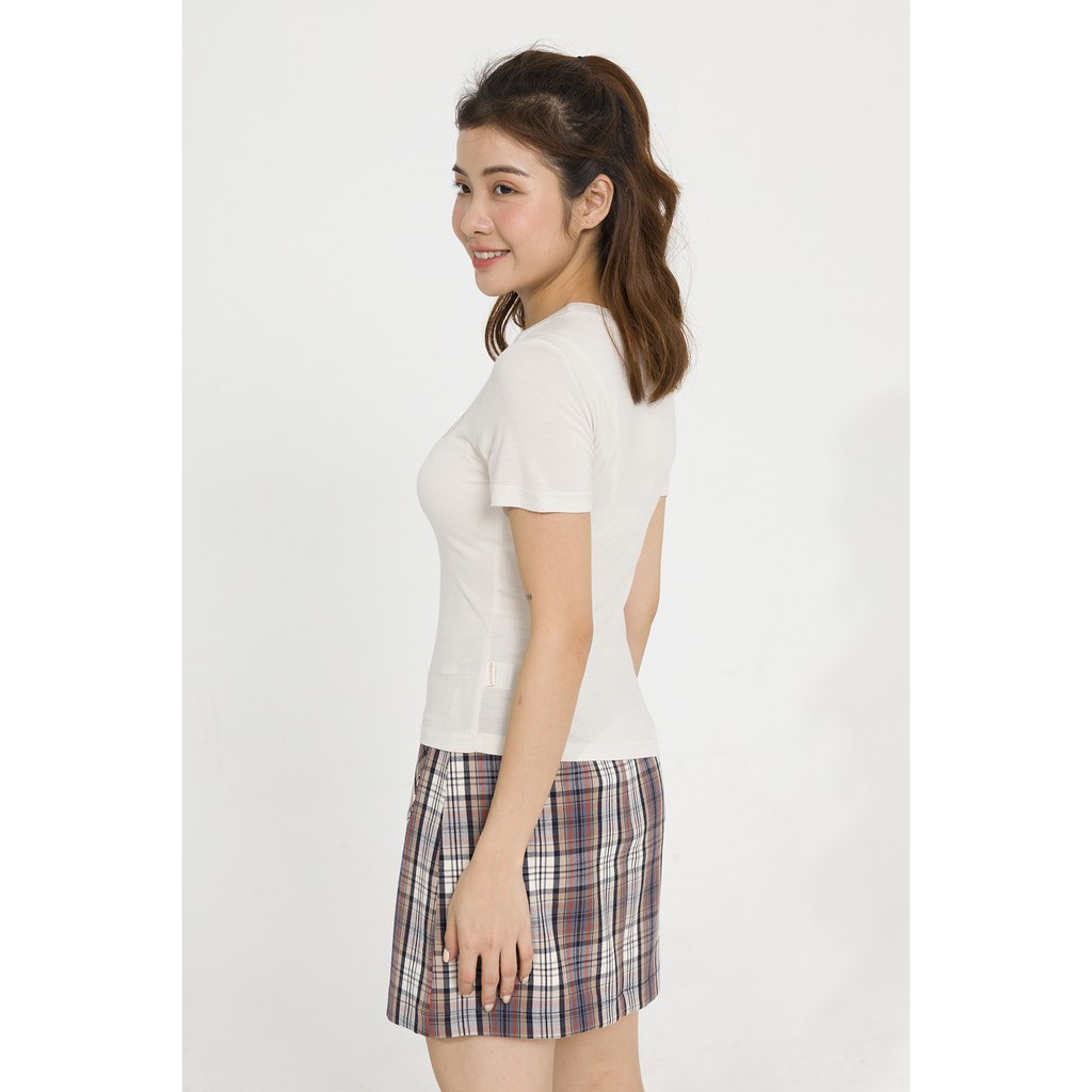 Áo cotton lồng đai tròn VIEN TRAN V61S20H002 (Trắng xám/Nâu)