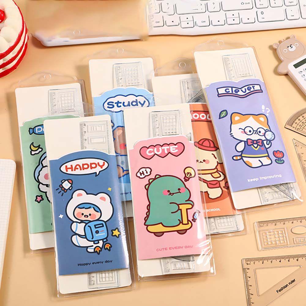 Thước Thẳng Bằng Nhựa Trong Suốt Họa Tiết Hoạt Hình Dùng Trong Trường Học