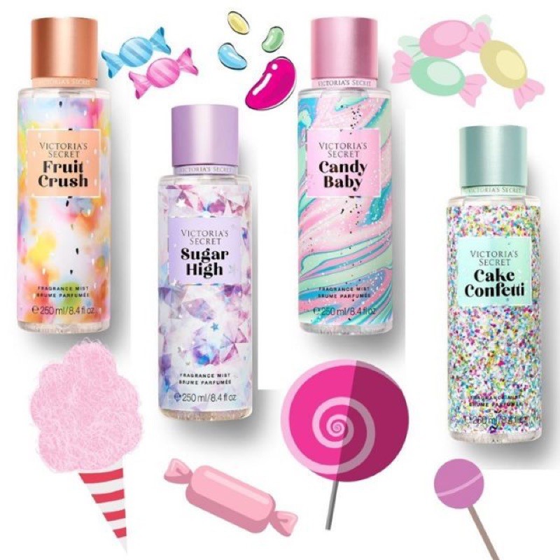 [Sugar High - 250ml] Nước Hoa Xịt Thơm Victoria Secret Candy Edition Body Mist VS VIC Limited Không Nhũ