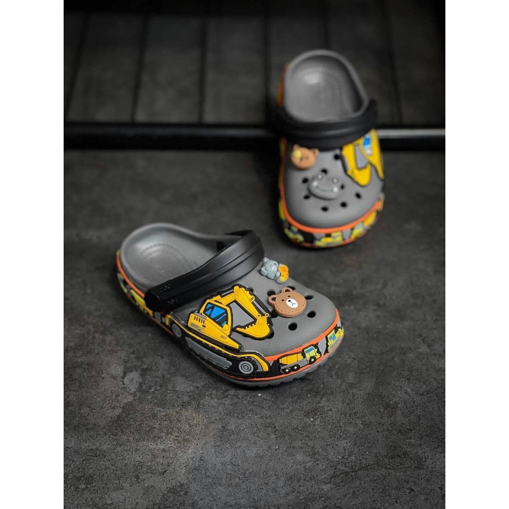 Dép cross cho bé trai MAy XUC và bé gái  quai ngang hàng  xuất đi full box  tặng 6 stiker dep crocs cho bé