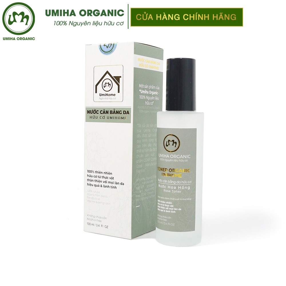 Toner Hoa Hồng Hữu Cơ Umiha Organic 50/100ml Nước Cân Bằng, Dưỡng Trắng, Chống Lão Hoá Da