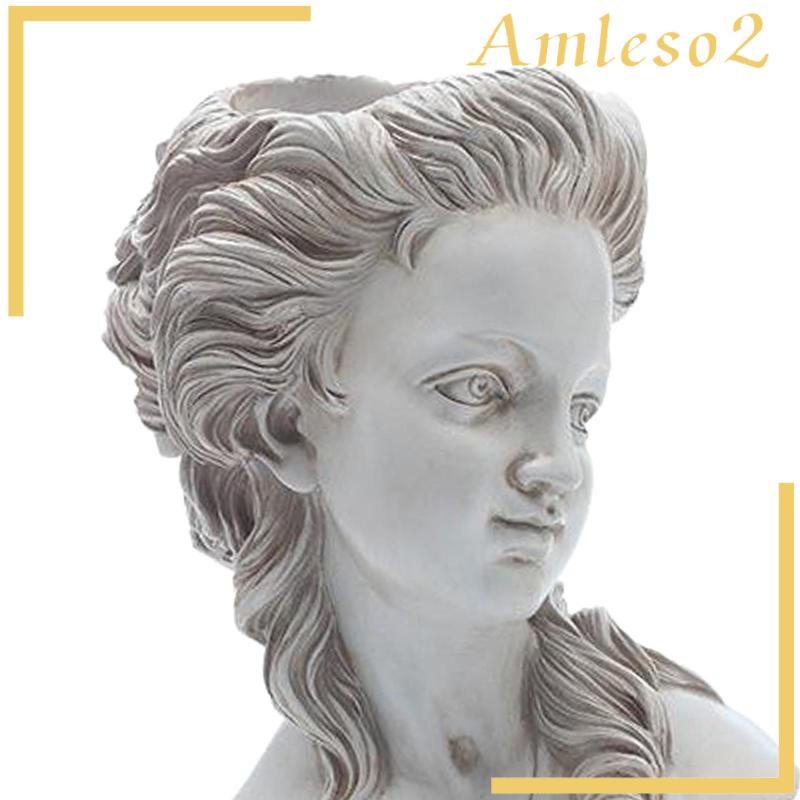 Resin Succulent Plant Flower Pot Greek Goddess Portrait Head Planter White