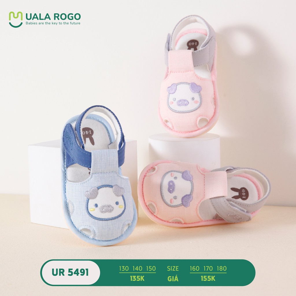 Uala Rogo- Dép tập đi heo con đế cao su non nâng đỡ chân (size 13-18) UR5491