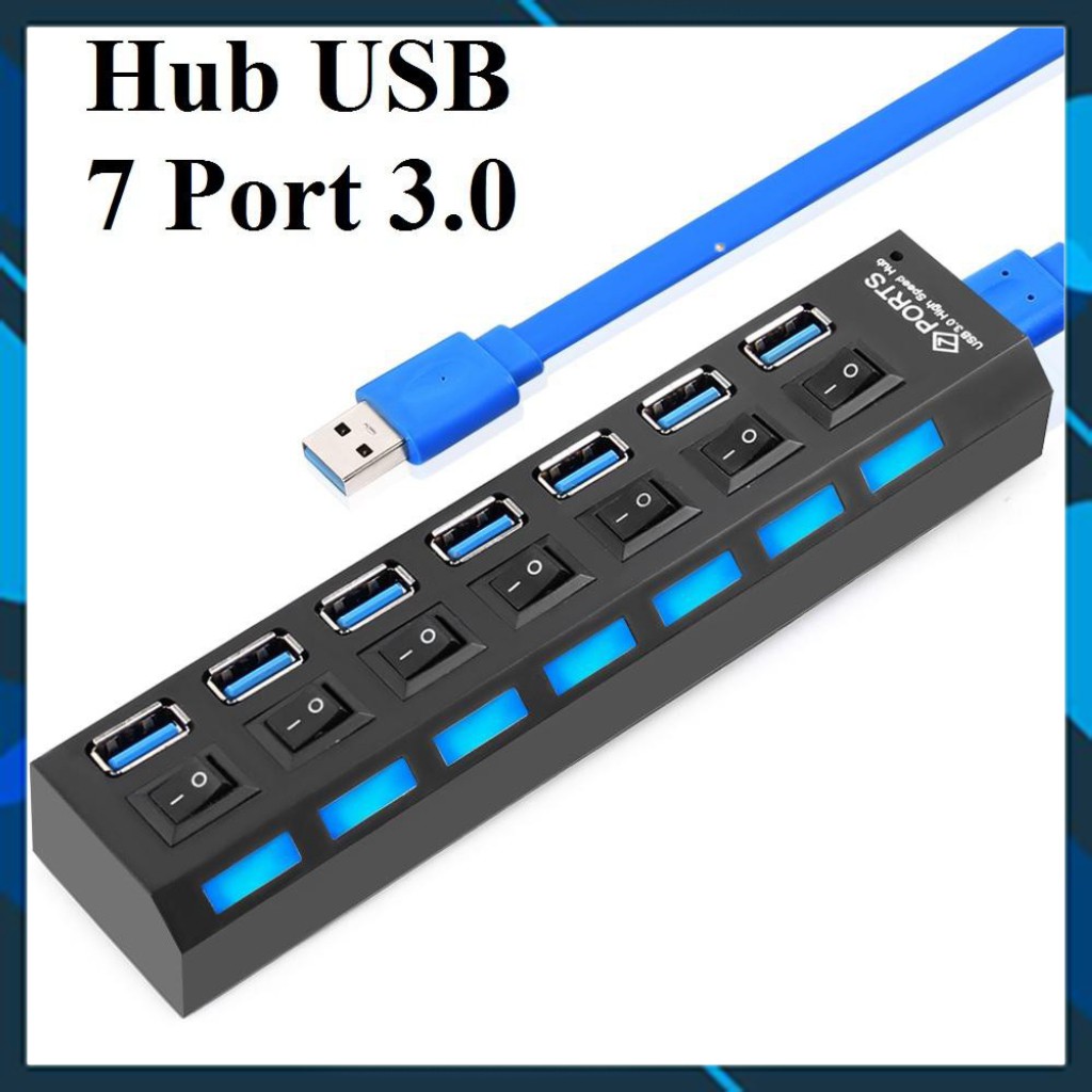 Hup công tắc 7 cổng (Xả Hàng) Hub USB 7 port - 3.0 có công tắc đèn led Sản phẩm chất lượng