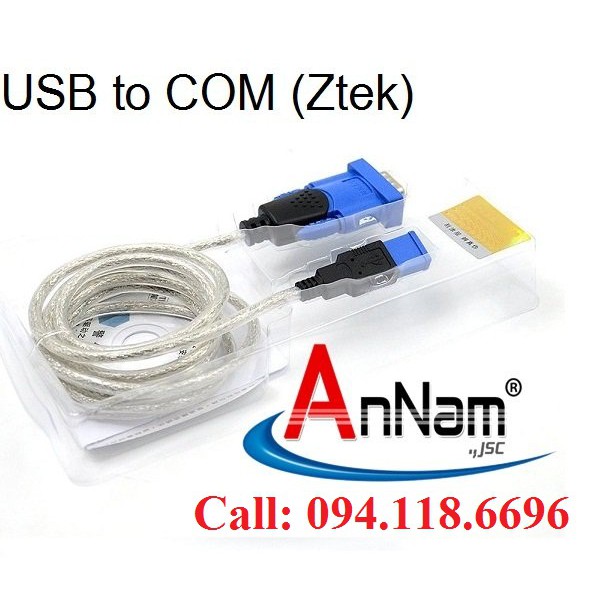Dây cáp USB to RS232 (USB to com) dài 1.8m màu xanh không kén máy z-tek