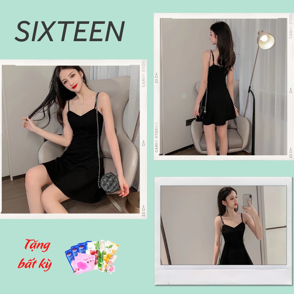 [Mã WAMT2405 giảm 10K đơn 0K] Đầm 2 Dây, Váy Đầm Nữ 2 Dây Dáng Xòe Quyến Rũ SIXTEEN.