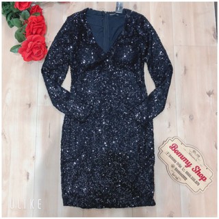 Đầm Body Kim Sa tay dài cổ tim Cao Cấp